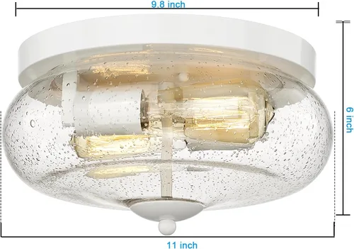 Miniatura 2 de Lámparas de techo Darkaway para montaje empotrado, lámpara de techo interior y exterior con pantalla de vidrio semillado para pasillo, cocina, Blanco