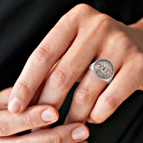 Miniatura 6 de Anillo de plata de ley 925 de AeraVida Inquebrantable Árbol de la Vida
