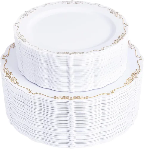 Miniatura 10 de U-QE 100 platos de plástico transparente, platos desechables transparentes, platos de plástico duro de alta calidad para fiestas, vacaciones