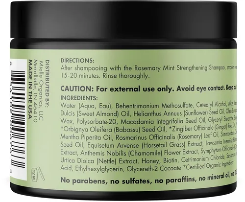 Miniatura 8 de Mielle Organics - Mascarilla Capilar Fortalecedora de Romero y Menta para Cabello Dañado, Tratamiento Acondicionador Profundo Enriquecido