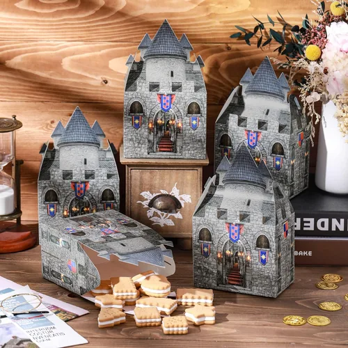 Miniatura 4 de TaoBary 24 cajas de castillo medieval de 8 x 5 x 3 pulgadas, castillo de cartón, castillo de Halloween, caballero temático, suministros de fiesta