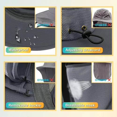 Miniatura 5 de Surblue Sombrero de pesca con solapa para el cuello, protección UV, protección UV, UPF50+