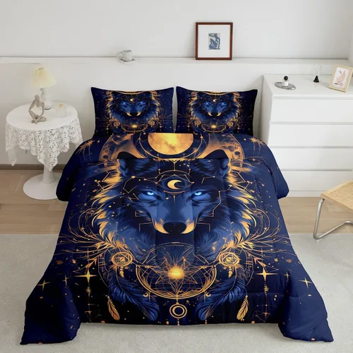 Miniatura 8 de Manfei Juego de edredón de flor de cerezo para niños, tamaño individual, juego de ropa de cama de animales salvajes con grúa Ukiyo-e japonés