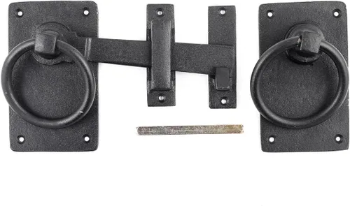 Miniatura 5 de Renovators Supply Manufacturing Cerradura de puerta de hierro forjado negro de 6.5 pulgadas con herrajes de montaje