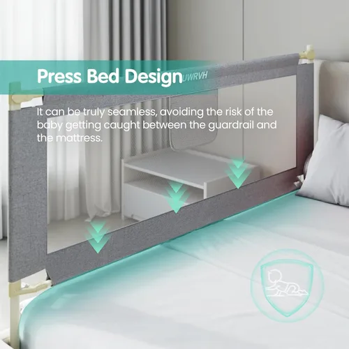 Miniatura 7 de Barandillas de cama UWRVH para niños pequeños, rieles de cama para niños pequeños, riel de cama para bebé - Protector de altura ajustable