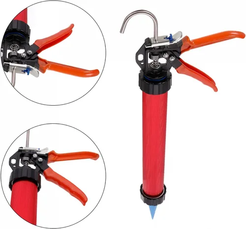 Miniatura 4 de uxcell Pistola de calafateo manual de salchichas, 21.5 in de acero inoxidable, cartucho sellador, aplicador de calafateo de tubo de 20.3 fl oz, tasa