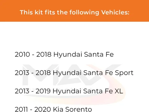 Miniatura 2 de MAX Advanced Brakes - Kit de freno trasero para Hyundai Santa Fe Sport 2010-2018, Santa Fe XL, 2011-2020 Kia Sorento Kit de freno y rotor de Serie