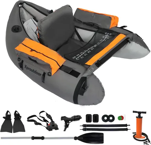 Tubo de flotador de pesca con correas ajustables para mochila, bolsillos de almacenamiento, regla de pescado, barco de pesca con mosca con bomba,