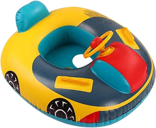 Miniatura 7 de Lindo flotador inflable de piscina para niños, flotador de verano de PVC, cama de aire, lago, barco, flotadores de natación con 2 asas, balsa