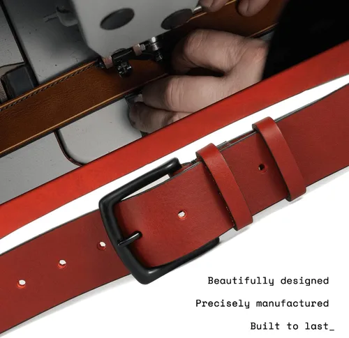 Miniatura 3 de HoffeBelts Cinturón de cuero de grano completo hecho a mano para hombre, estilo casual, cinturón de cuero personalizado en caja de regalo