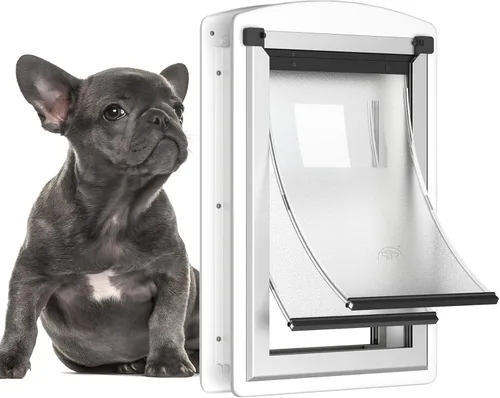 Miniatura 8 de [MAVRICTECH] Puerta de gato para puerta – Puerta de gato para puertas exteriores e interiores, marco de acero, doble solapa magnética, 2 cerraduras