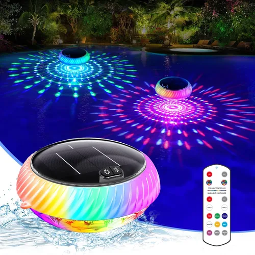 Askyli Luces Flotantes de Piscina, Luces Solares para Piscina con Impermeable IP68 Que Flotan, Luz Solar Flotante para Piscina con Cambio de Color
