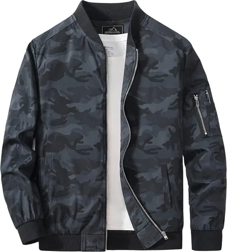 Miniatura 9 de MAGCOMSEN Chaqueta para hombre, ligera, cortavientos, chaqueta bomber resistente al viento, chaqueta casual con cremallera, abrigos ropa exterior