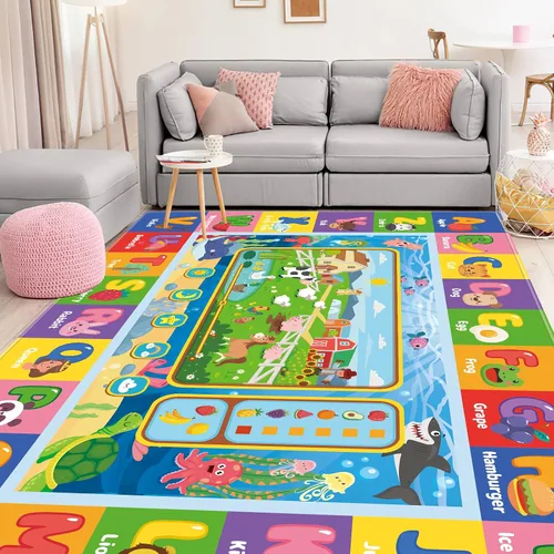 Miniatura 6 de Tapete de juego para el suelo, tapete de juego para niños, tapete educativo para el tiempo boca abajo, tapete de juego ABC suave para niños