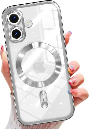 Miniatura 51 de Misscase Funda magnética compatible con iPhone 14 con purpurina y protector de lente de cámara, protección completa, compatible con MagSafe