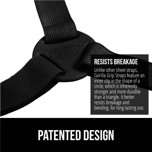 Miniatura 3 de GORILLA GRIP Sujetadores de Sábanas Patente Pendiente, Sujetadores Elásticos Ajustables con Clips de Metal, Correas de Ropa de Cama Ajustada que