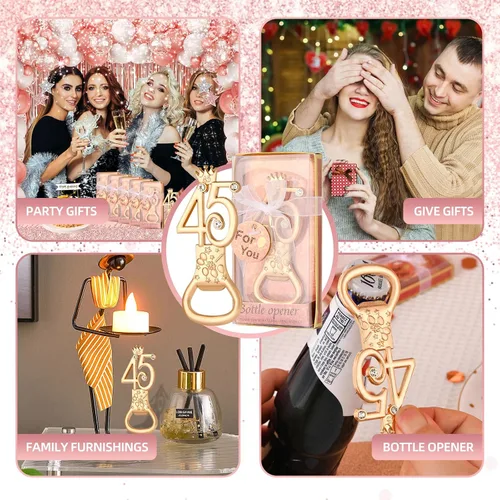 Miniatura 5 de 24 cajas de abrebotellas de cumpleaños con temática de oro rosa, adecuado para regalos de fiesta de boda, regalos de fiesta de cumpleaños