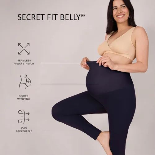 Miniatura 7 de Motherhood Maternity Leggings esenciales elásticos de longitud completa para mujer, ajuste secreto sobre el vientre