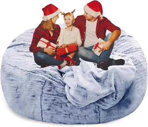 Miniatura 14 de Puf para adultos y niños sin relleno, sofá perezoso suave y redondo, funda de sofá de puf clásico, saco de amor para dormitorio, silla de lectura
