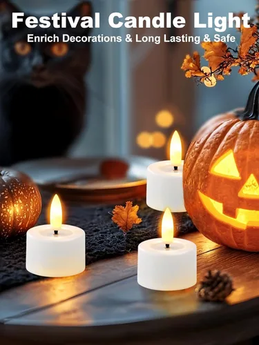 Miniatura 2 de Velas de té recargables sin llama con temporizador Romote, vela votiva pequeña de 1.5 x 2 pulgadas, funciona con pilas con base de carga USB, velas