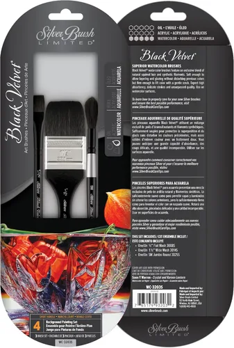 Miniatura 7 de Silver Brush Limited WC-3000S - Juego de acuarela Master de terciopelo negro, juego de 3 pinceles, forro de escritura tamaño 1, tamaño de lavado