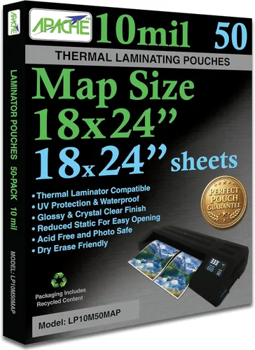 Miniatura 15 de Apache Poster Size Laminating Pouches, 2 Mil, 10 Pack, Holds 24 x 36 Inch Projects (25 x 37 Inch Pouch Size), Thermal Laminator Compatible