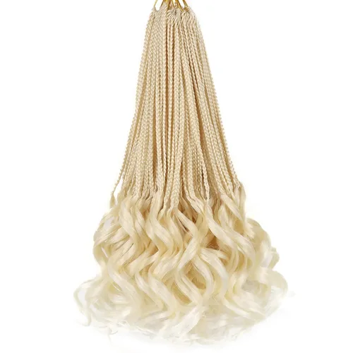 Miniatura 72 de Trenzas de ganchillo rizado francés T33, cabello pre-anillado 10 pulgadas, trenzas cortas rizadas francesas con extremos rizados, trenzas box