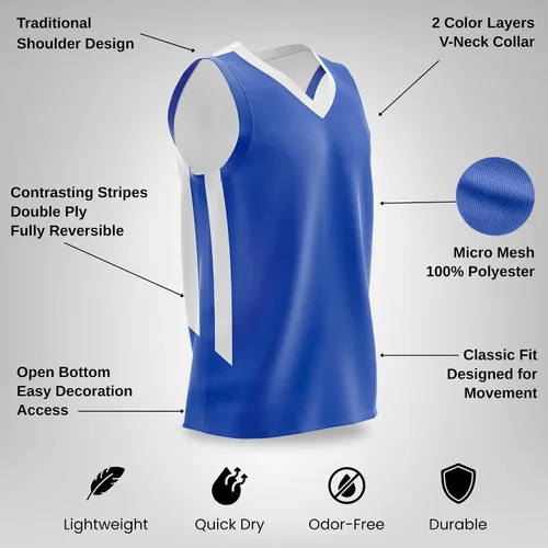 Miniatura 4 de Paquete de 10 camisetas de baloncesto atléticas reversibles de malla para niños y jóvenes, uniformes de equipo en blanco para deportes Scrimmage a