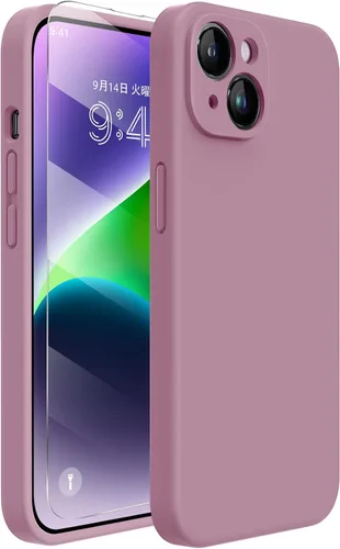 Miniatura 248 de Miracase Funda diseñada para iPhone 13, con protector de pantalla de vidrio templado, forro de microfibra suave antiarañazos, funda de goma