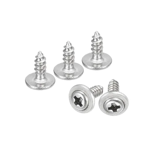 Miniatura 25 de uxcell ST3x6mm Phillips Pan Head Tornillo Autorroscante con Arandela, 100 piezas - Tornillo de madera de acero inoxidable 304 rosca completa (plata)