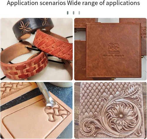 Miniatura 5 de Paquete de 3 sellos de cuero herramienta de estampado de cuero para trabajo de cuero, herramientas de artesanía de cuero, kit de estampado de fondo