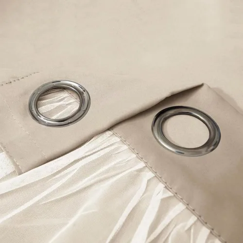 Miniatura 6 de INLINAS Cortinas opacas beige con superposición transparente, paneles térmicos y de reducción de ruido con ojales en la parte superior
