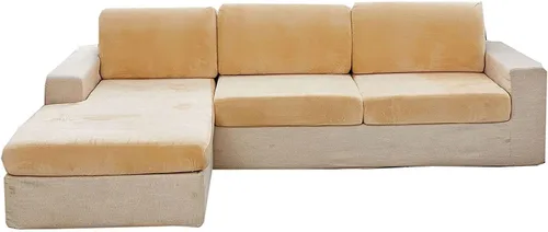 Miniatura 14 de Fundas elásticas de cojín para sofá, funda de cojín de terciopelo en forma de L para sofá chaise longue, funda de asiento de sofá seccional