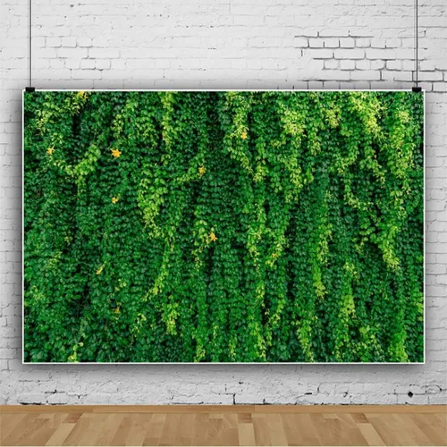 Miniatura 3 de Renaiss Fondo de pared de hojas verdes naturales de 5 x 3 pies, para primavera, césped, boda, fotografía, fondo para recién nacidos, baby shower