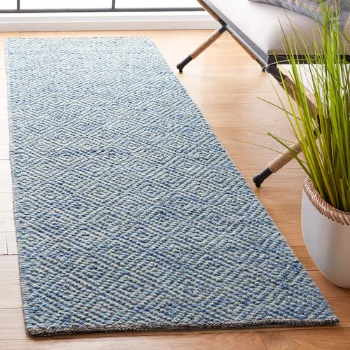 Miniatura 10 de SAFAVIEH Colección Natura - Alfombra decorativa de 2 x 3 pies, azul, lana hecha a mano, ideal para áreas de alto tráfico en entrada, sala de estar