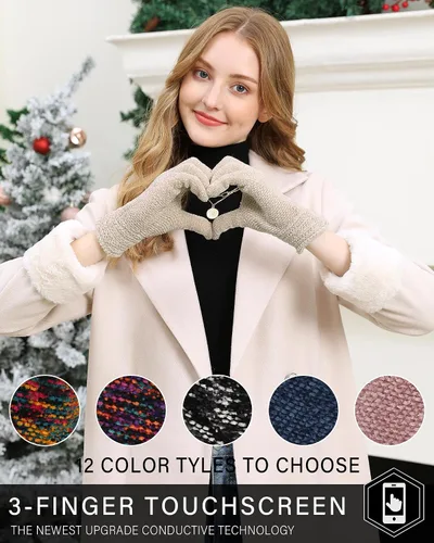 Miniatura 6 de FZ FANTASTIC ZONE Womens Winter Touchscreen Gloves for Cold Weather, Chenille Warm Knit Gloves