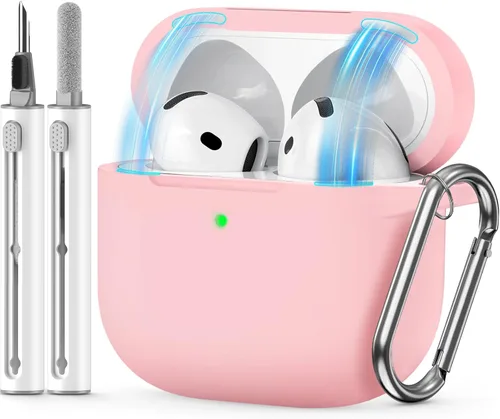 Miniatura 14 de Funda para AirPods 4 2024, viene con kit de limpieza, funda protectora de silicona suave para fundas Apple AirPods de 4ª generación con llavero