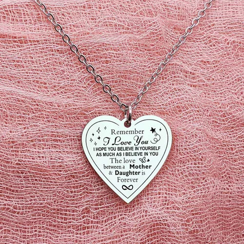 Miniatura 2 de Jewelady Collar con dije de corazón para hija de mamá papá, dije inspirador de Navidad, cumpleaños, graduación, San Valentín, regalos para mujeres