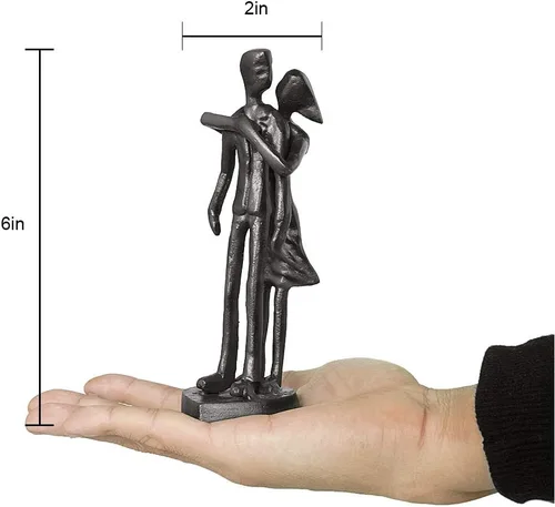 Miniatura 2 de DreamsEden Escultura de pareja, estatua de abrazo de hierro fundido hecha a mano, regalo de boda para el sexto aniversario para él y ella