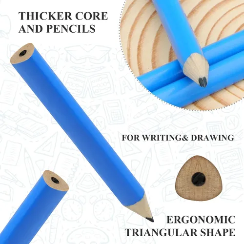 Miniatura 3 de Lápices triangulares cortos de 3.5 pulgadas para niños en edad preescolar, jardín de infantes, mini lápices triangulares de madera para niños