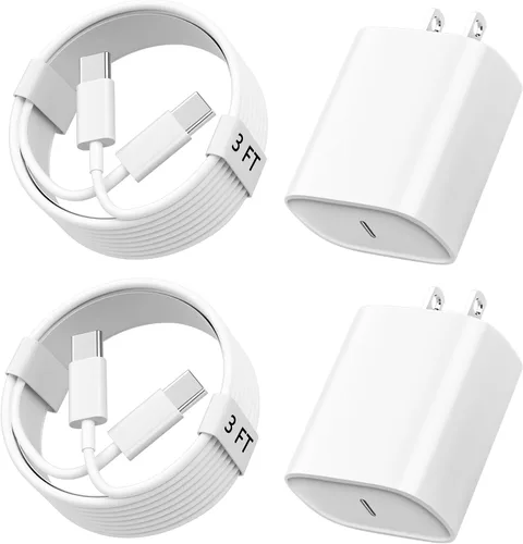 Miniatura 18 de Cargador de teléfono 17 16 15 de carga rápida, cable de carga USB C de 10 pies de largo con bloque de carga rápida de teléfono tipo C de 20 W