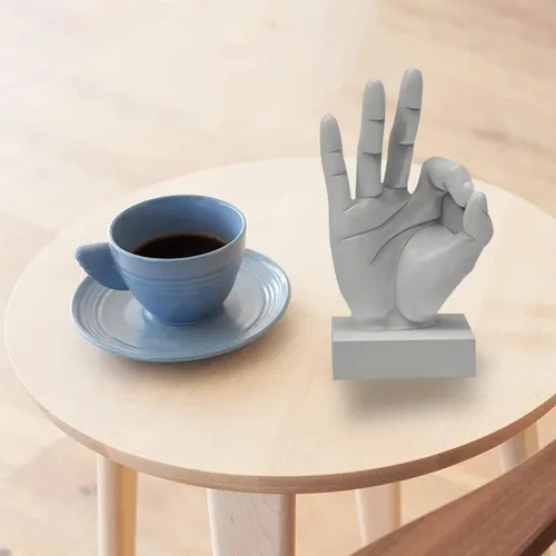 Miniatura 2 de OK - Molde de vela gestual, molde de resina en forma de mano 3D, molde de silicona OK Finger para jabón, fabricación de velas, escultura de yeso