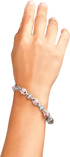 Miniatura 38 de American West Jewelry Pulsera de plata de ley con piedras preciosas de eslabones de concha, tallas pequeñas a grandes
