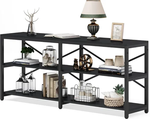 Miniatura 9 de Tribesigns Mesa Consola Extra Larga de 70.9 Pulgadas, Mesa de Sofá Moderna Detrás del Sofá con Estantes de Almacenamiento, Mesa Industrial de 3