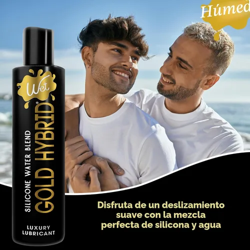 Miniatura 5 de Wet Lubricante híbrido Gold de silicona y a base de agua Rendimiento duradero, fórmula premium Fabricado sin glicerina ni parabenos Lubricante