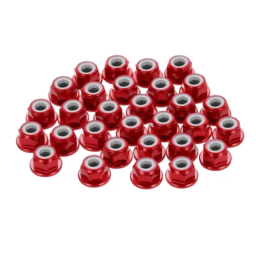 Miniatura 13 de MECCANIXITY 30 piezas de tuercas de bloqueo de aleación de aluminio M5 con paso de 0.8 mm, tuercas hexagonales con brida de nylon con rosca dentada