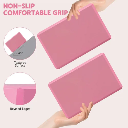Miniatura 3 de Bloque de yoga – Espuma EVA de soporte sin látex – Superficie suave antideslizante con bordes biselados para yoga, pilates, meditación – Accesorios