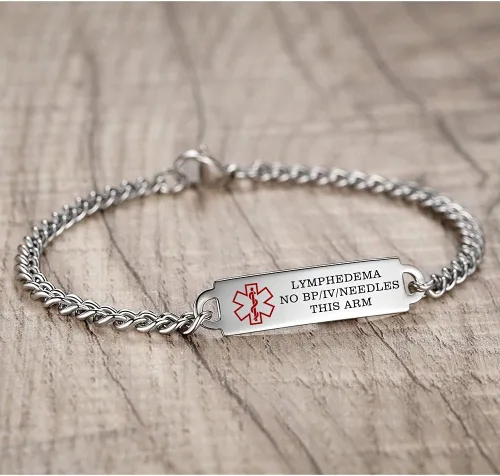 Miniatura 2 de Pulseras de identificación de alerta médica de 6.5 "-8.5" para mujeres, pulseras de emergencia médica de acero inoxidable, grabado gratuito