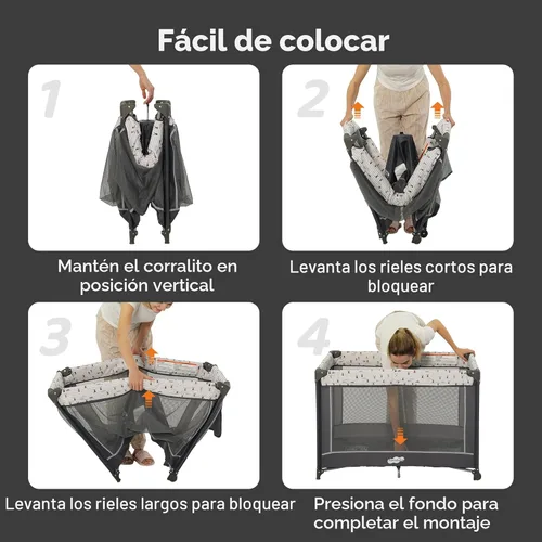 Miniatura 5 de Pamo Babe Empaca y juega con el moisés, corral portátil para bebé Gris