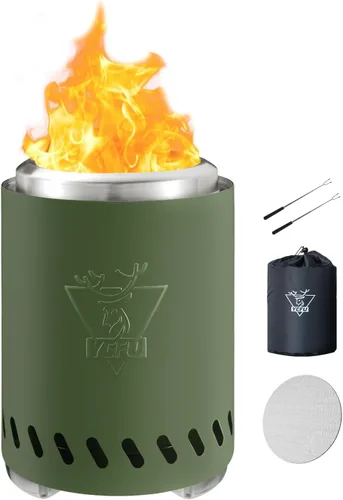Miniatura 10 de YEFU Hoguera de mesa portátil: estufa de bajo humo para exteriores y patio, fogata de mesa de combustión segura alimentada por pellets y madera